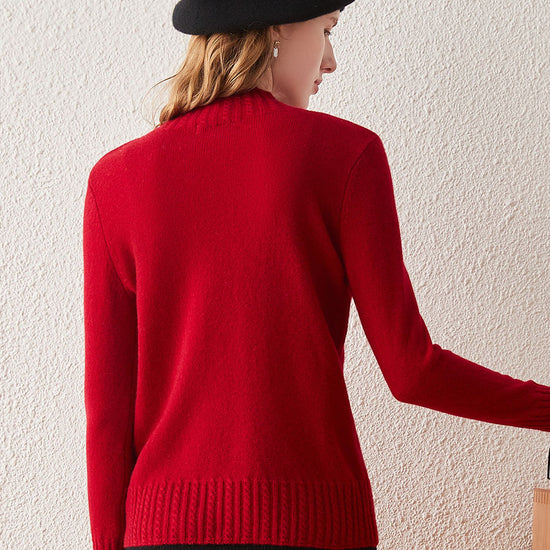 COMOBOCA 100% Cashmere Women's Mock Neck Knit Sweater