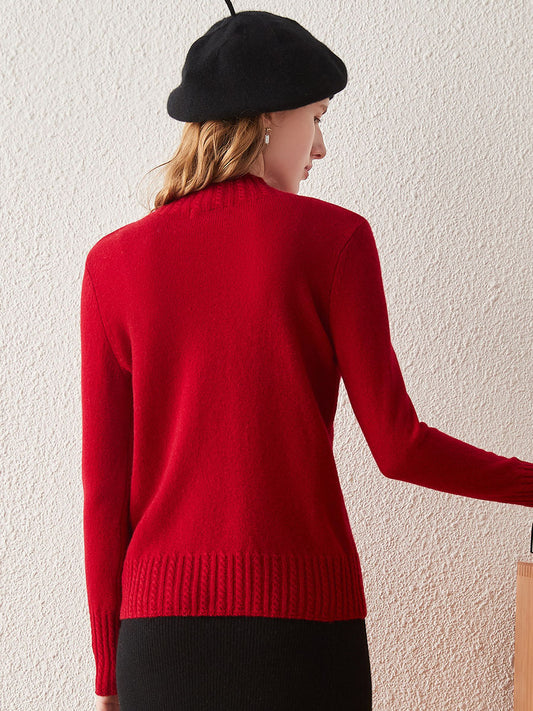 COMOBOCA 100% Cashmere Women's Mock Neck Knit Sweater