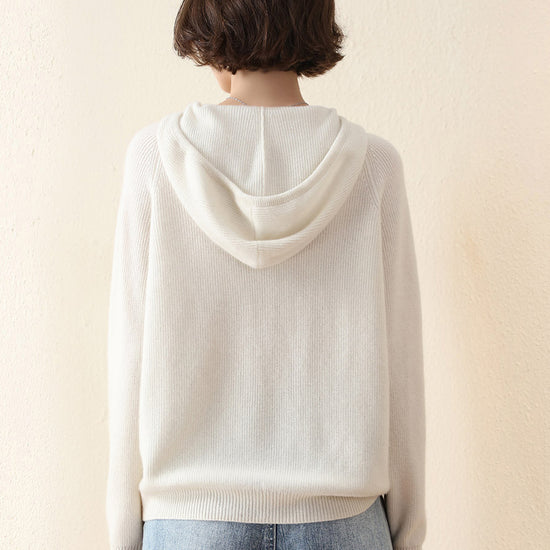 COMOBOCA 100% Cashmere Women's Knit Sweater Hoodie