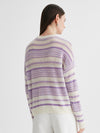 COMOBOCA 100% Cashmere Women's Striped Knit Round Neck Sweater