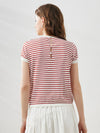 COMOBOCA Women's Striped Button Back T-Shirt