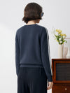 COMOBOCA 100% Cashmere Women's Crew Neck Intarsia Knit Sweater