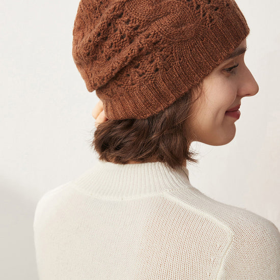 COMOBOCA 100% Cashmere Classic Cable Knit Beanie