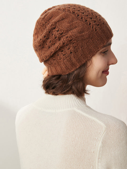 COMOBOCA 100% Cashmere Classic Cable Knit Beanie