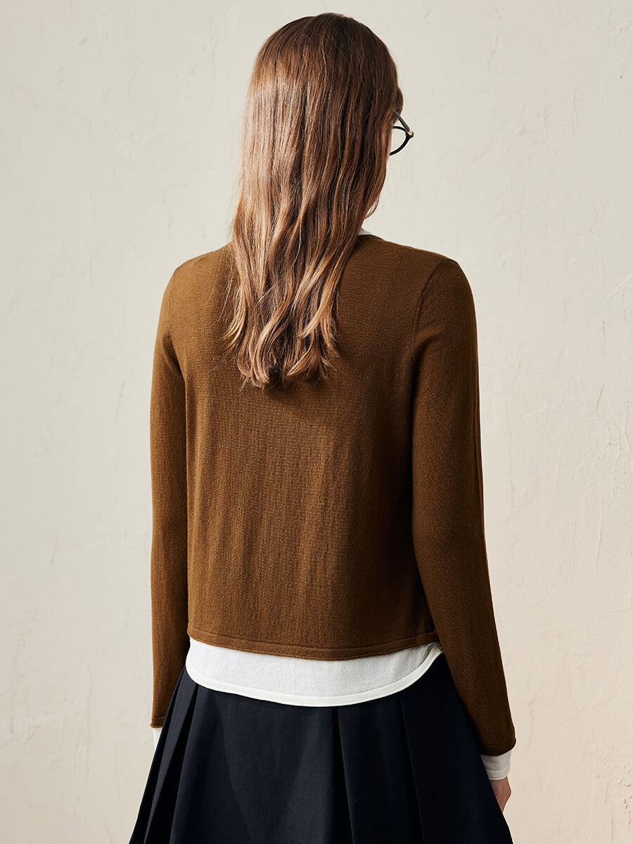 COMOBOCA 100% Wool Chic Layered Look Sweater for Women