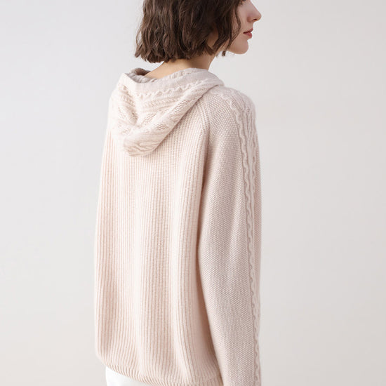 COMOBOCA 100% Cashmere Women's Solid Color Sweater Hoodie