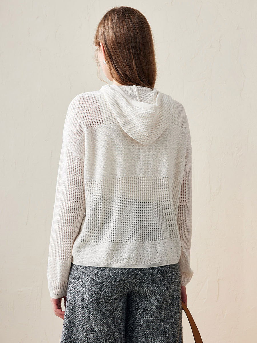 COMOBOCA 100% Wool Women's Sweater Extra Size Knit Hoodie