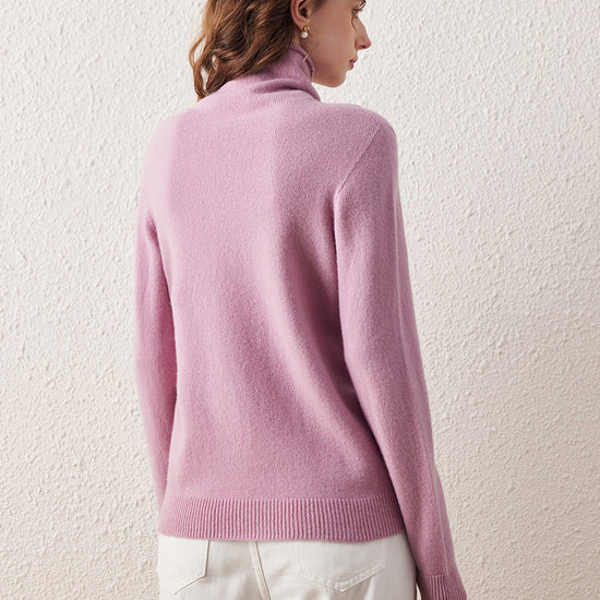 COMOBOCA 100% Wool Women's Ribbed Turtleneck Sweater