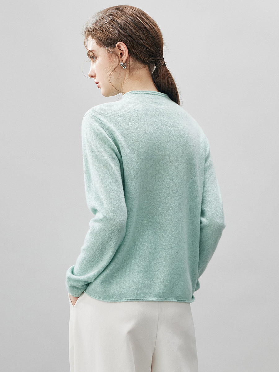 COMOBOCA 100% Cashmere Women's Round Neck Knit sweater