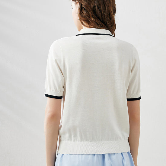 COMOBOCA Women's Casual Contrast Trim Polo T-Shirt