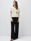 COMOBOCA Women's Embroidered Short Sleeve Cardigan