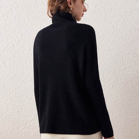 COMOBOCA 100% Wool Women's All-in-One Knit Turtleneck Sweater