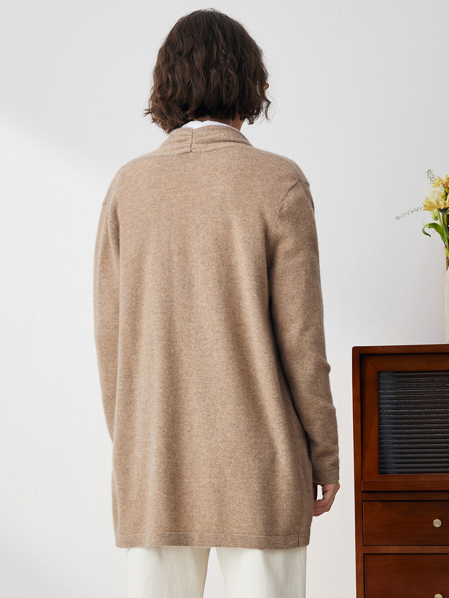 COMOBOCA 100% Cashmere Women's Leather Buckle Knit Coat