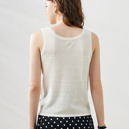 COMOBOCA Women's Linen Versatile Basic Tank Top