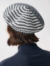 COMOBOCA 100% Cashmere Elegant Houndstooth Knit Beret