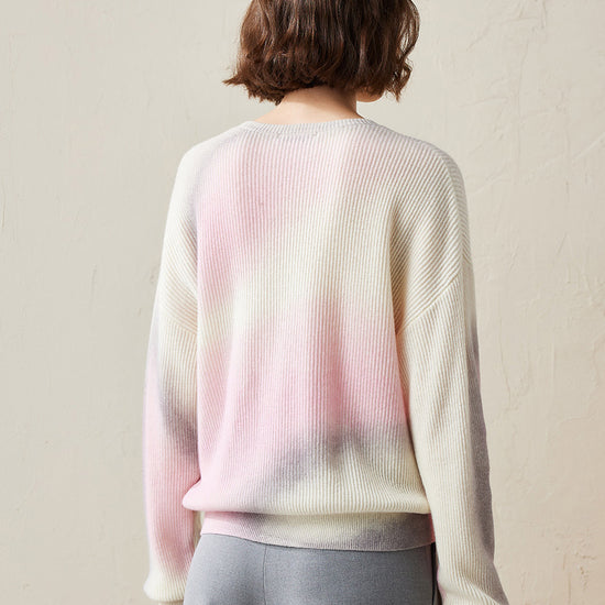 COMOBOCA 100% Cashmere Women's Gradient Color Knit Sweater