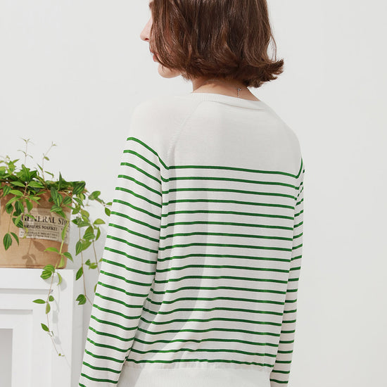 COMOBOCA Women's Striped Henley T-Shirt Sweater