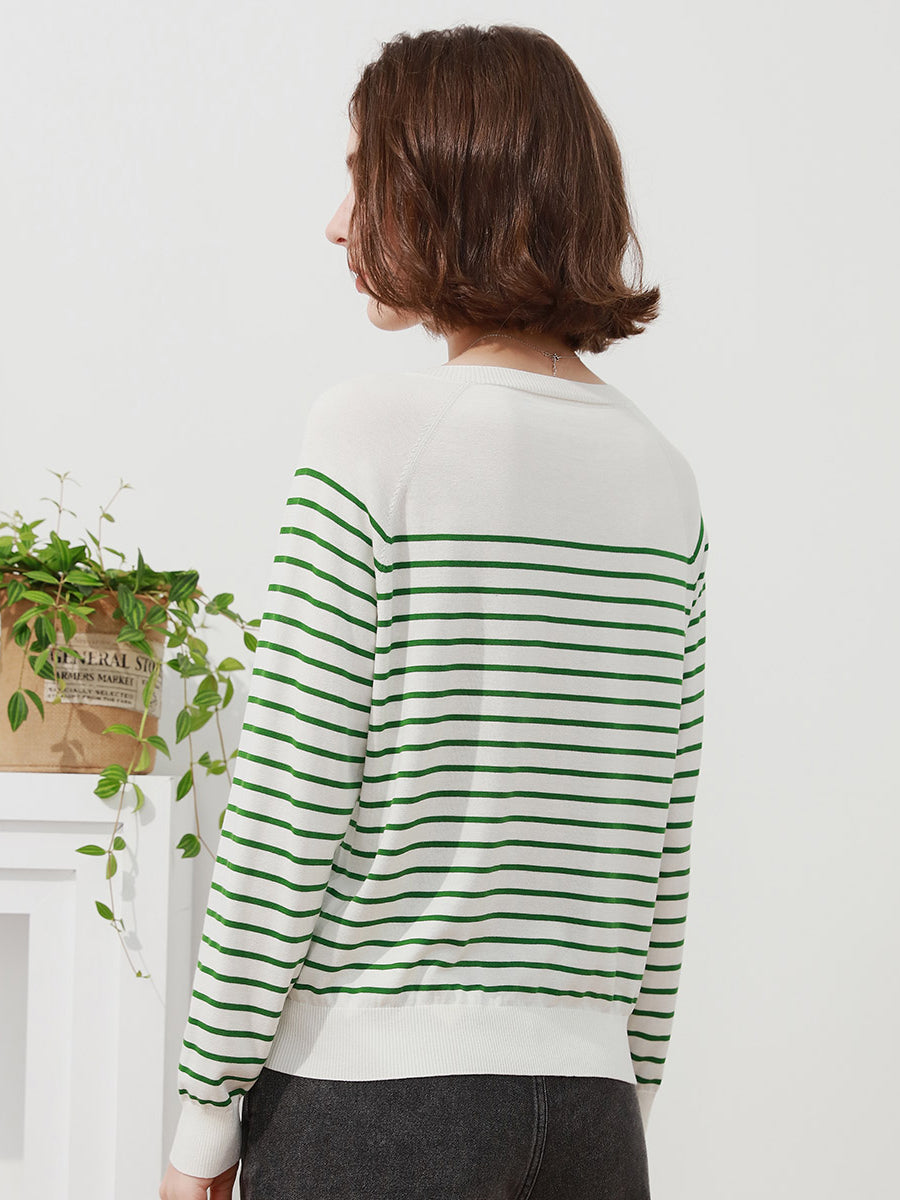 COMOBOCA Women's Striped Henley T-Shirt Sweater