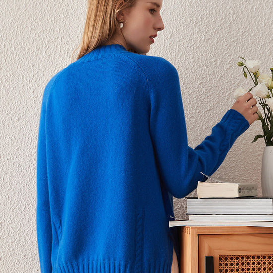 COMOBOCA 100% Cashmere Women's Mock Neck Knit Sweater