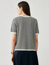 COMOBOCA Women's Elegant Striped Knit T-Shirt