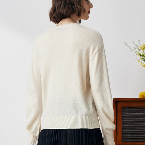 COMOBOCA 100% Cashmere Women's Floral Knit Sweater