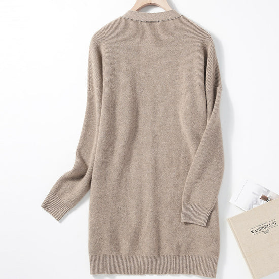 COMOBOCA 100% Cashmere Women's Cardigan Long Knit Coat