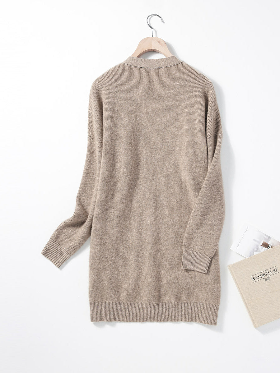 COMOBOCA 100% Cashmere Women's Cardigan Long Knit Coat