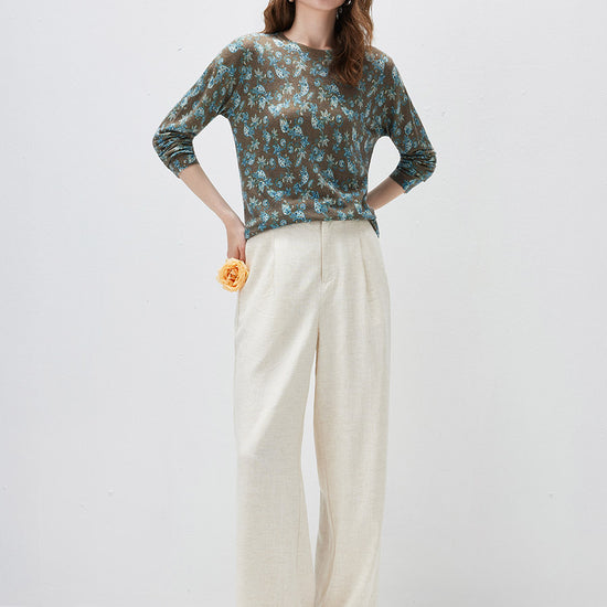 COMOBOCA Women's Paisley Floral Print Knit Sweater