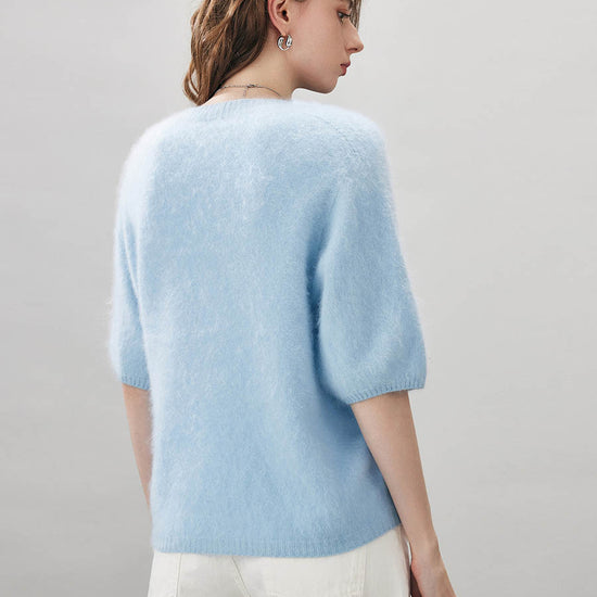 COMOBOCA Women's Wool Seamless Brushed Half Sleeve Knit Sweater