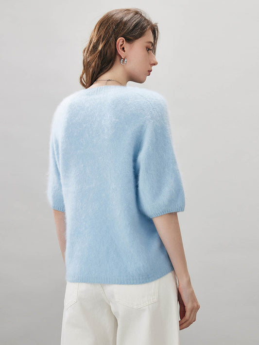 COMOBOCA Women's Wool Seamless Brushed Half Sleeve Knit Sweater