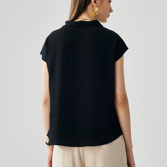 COMOBOCA 100% Mulberry Silk Women's Draped Cowl Neck Blouse