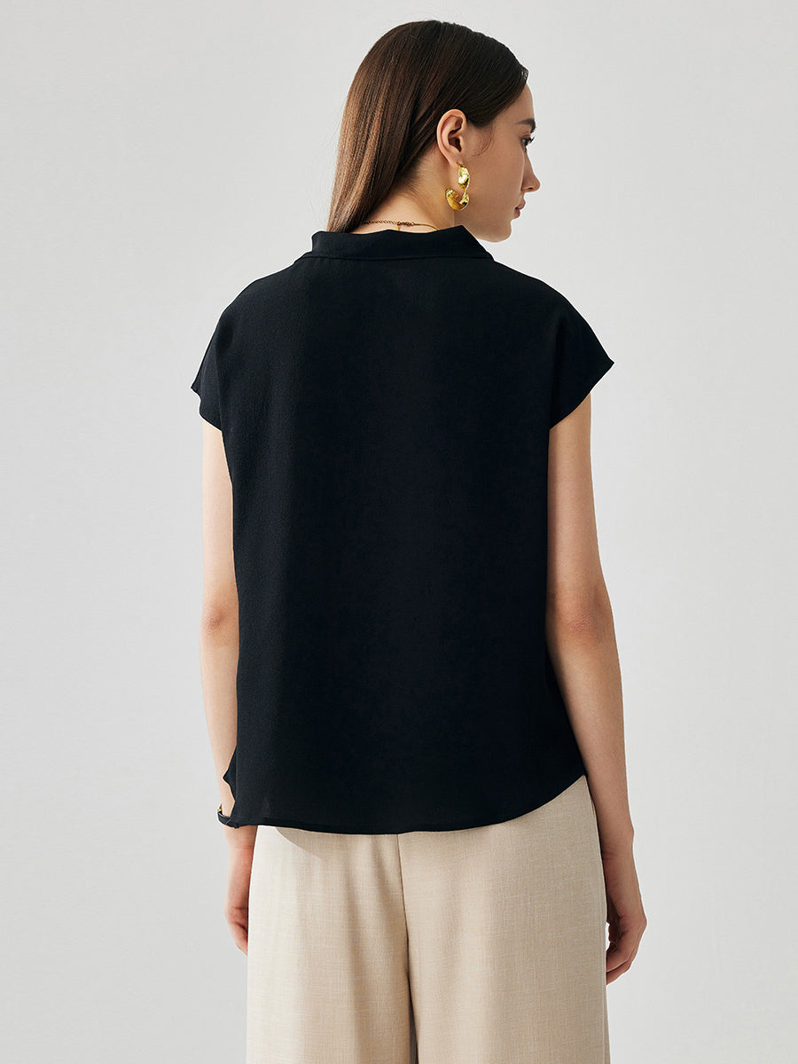 COMOBOCA 100% Mulberry Silk Women's Draped Cowl Neck Blouse