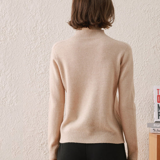 COMOBOCA 100% Wool Women's All-Match Mock Neck Sweater