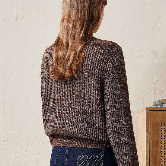 COMOBOCA 100% Wool Women's Ribbed Knit Sweater