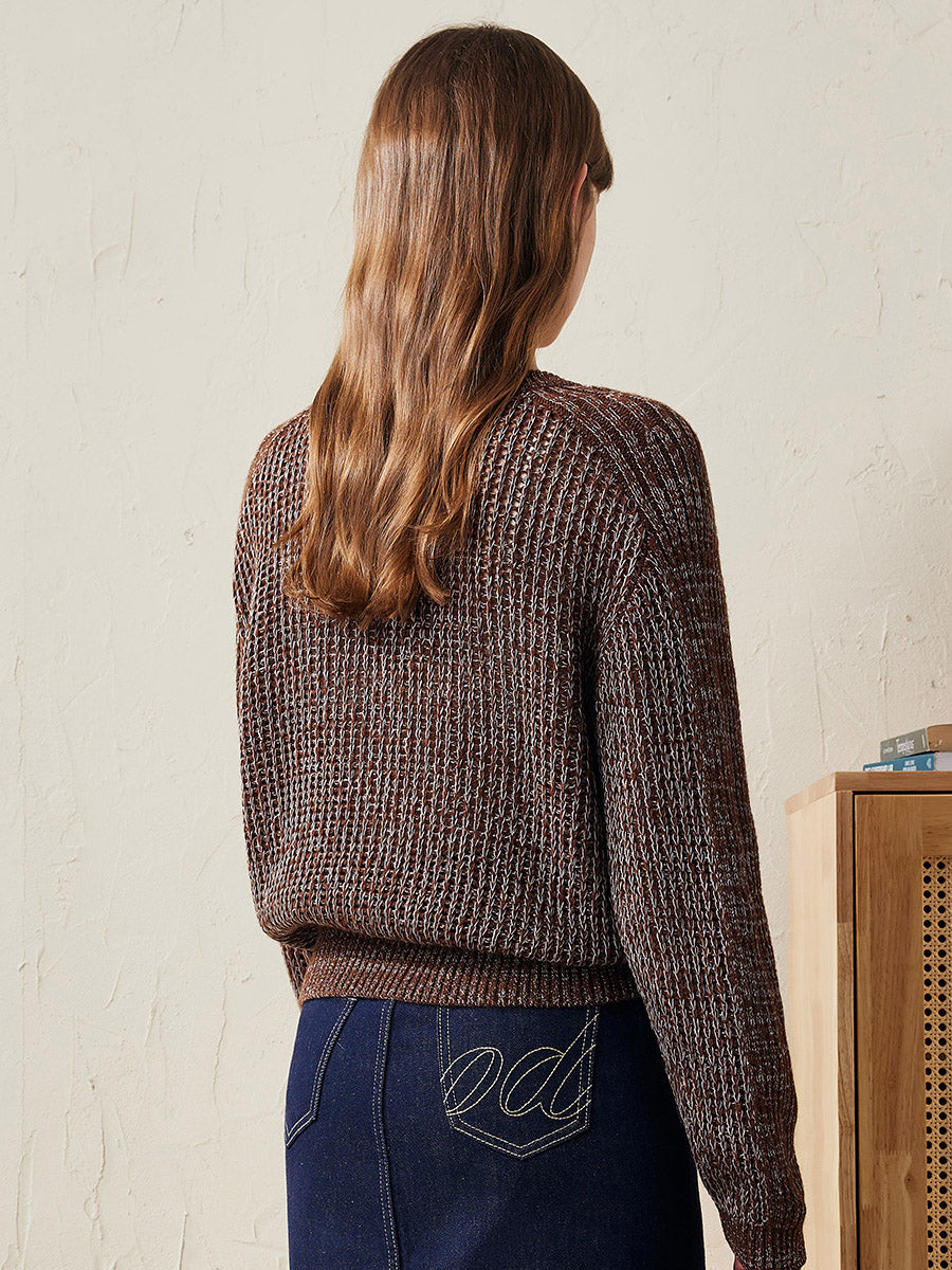 COMOBOCA 100% Wool Women's Ribbed Knit Sweater