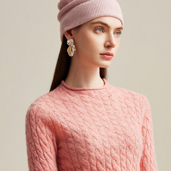 COMOBOCA 100% Cashmere Women's Ribbed Knit Beanie