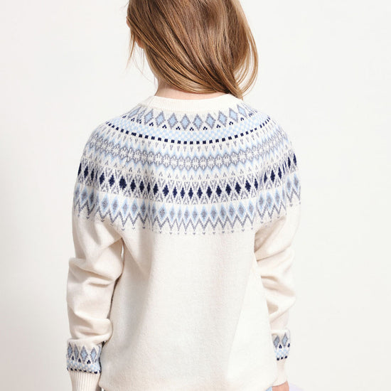 COMOBOCA 100% Wool Kids' Fair Isle Round Neck Sweater