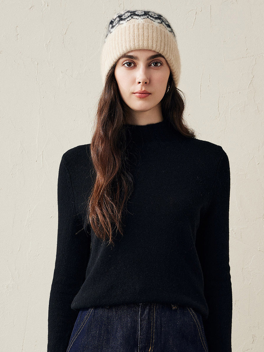 COMOBOCA 100% Cashmere Soft Knit Ribbed Beanie