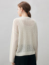 COMOBOCA 100% Cashmere Women's Openwork Round Neck Knit Sweater