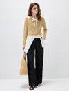 COMOBOCA Women's Striped Sailor Collar Tie Front Knit Sweater