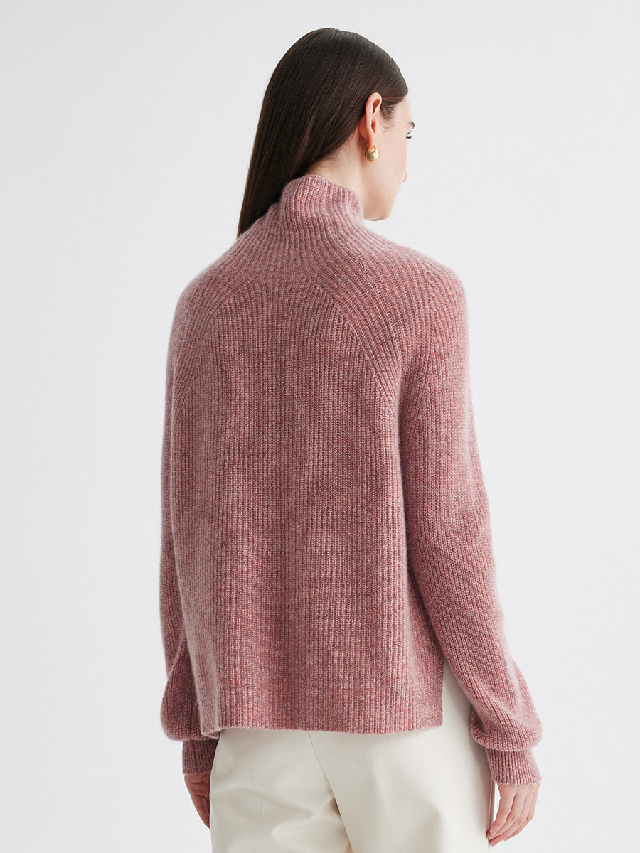 COMOBOCA 100% Cashmere Women's Ribbed Turtleneck Sweater