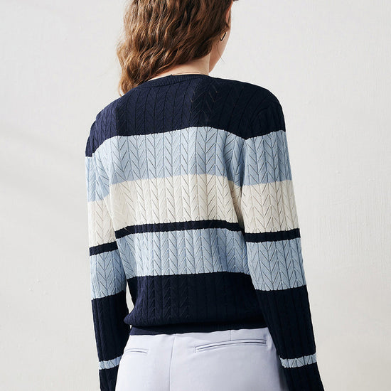 COMOBOCA Women's Striped Color Block Sweater