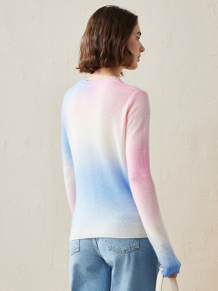 COMOBOCA 100% Cashmere Women's Gradient Ombre Sweater