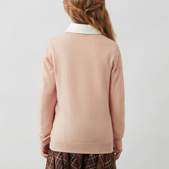 COMOBOCA 100% Wool Kids' Panda Pattern Round Neck Sweater