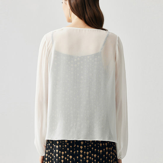 COMOBOCA 100% Mulberry Silk Women's Tie-Front Blouse