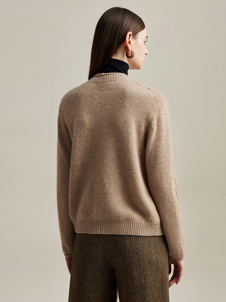 COMOBOCA 100% Cashmere Women's Cable Knit Cardigan