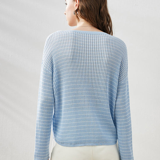 COMOBOCA Women's Striped Knit Pullover Sweater