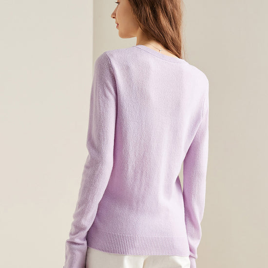 COMOBOCA 100% Cashmere Women's Round Neck Knit Sweater