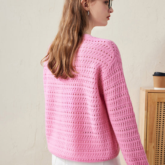 COMOBOCA 100% Wool Women's Soft Knit Lace Sweater