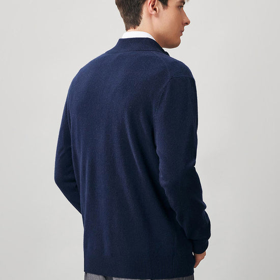 COMOBOCA 100% Cashmere Men's Half Zip Mock Neck Sweater